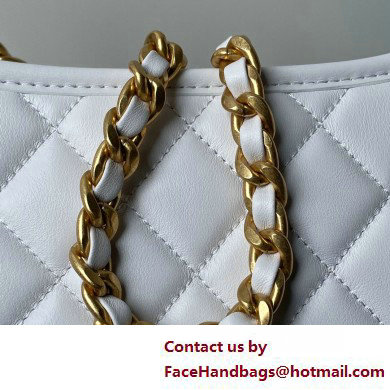 Chanel Calfskin  &  Gold-Tone Metal Hobo Handbag AS4666 White 2025